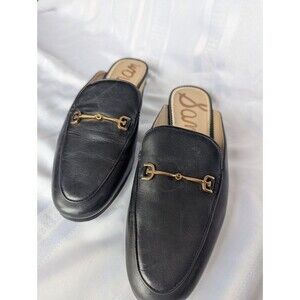 Sam Edelman Shoes Womens Size 9.5 Linnie Mule Slip On Loafer Leather Black